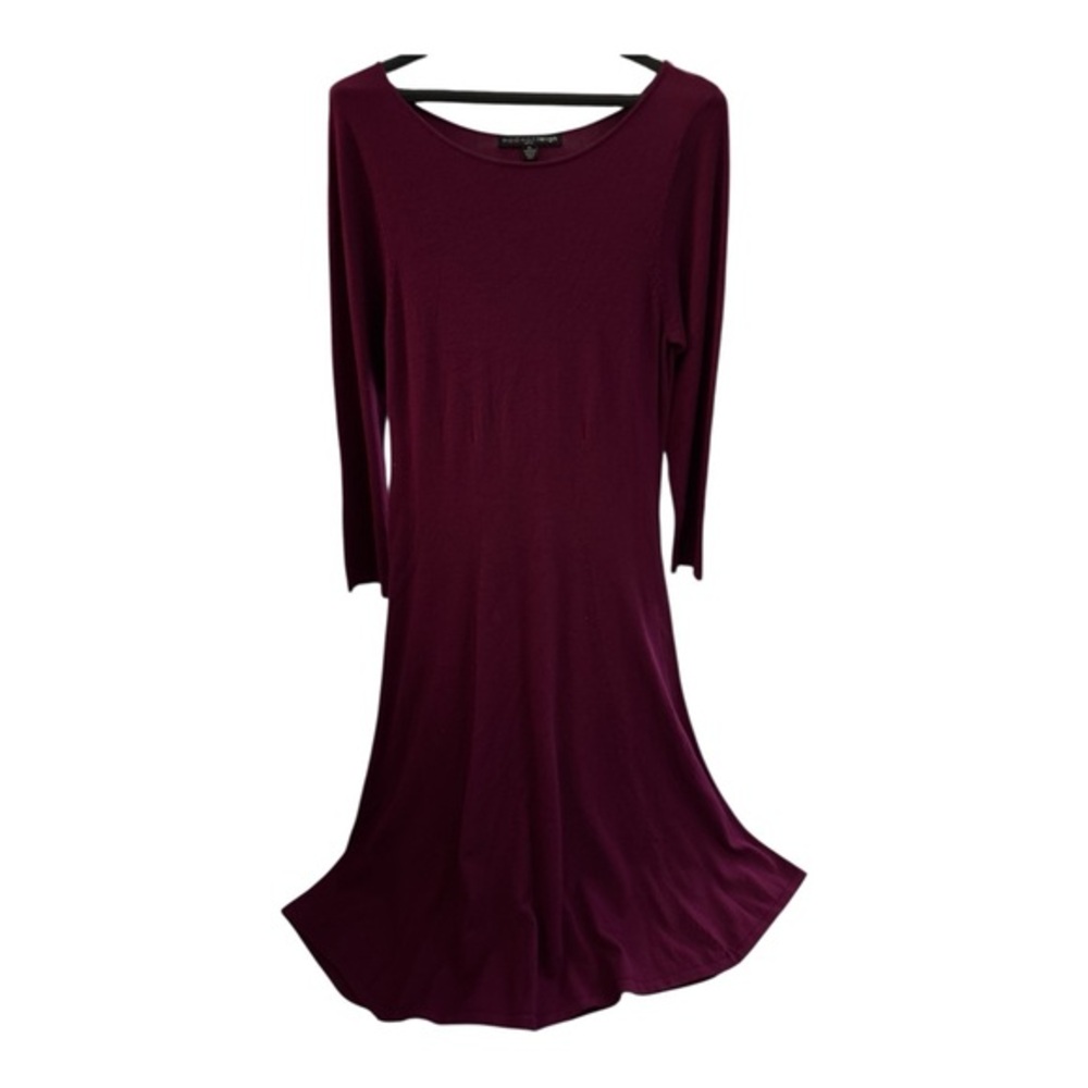 Madison Leigh Plum Knit Midi Dress PL Minimalist Elegant Stretch